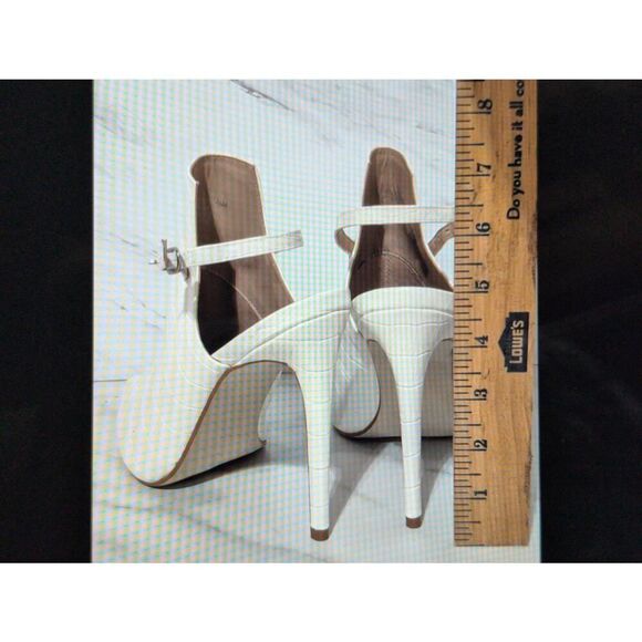 Steve Madden White Crocodile Print Slingback Heels 9.5 - Picture 5 of 8